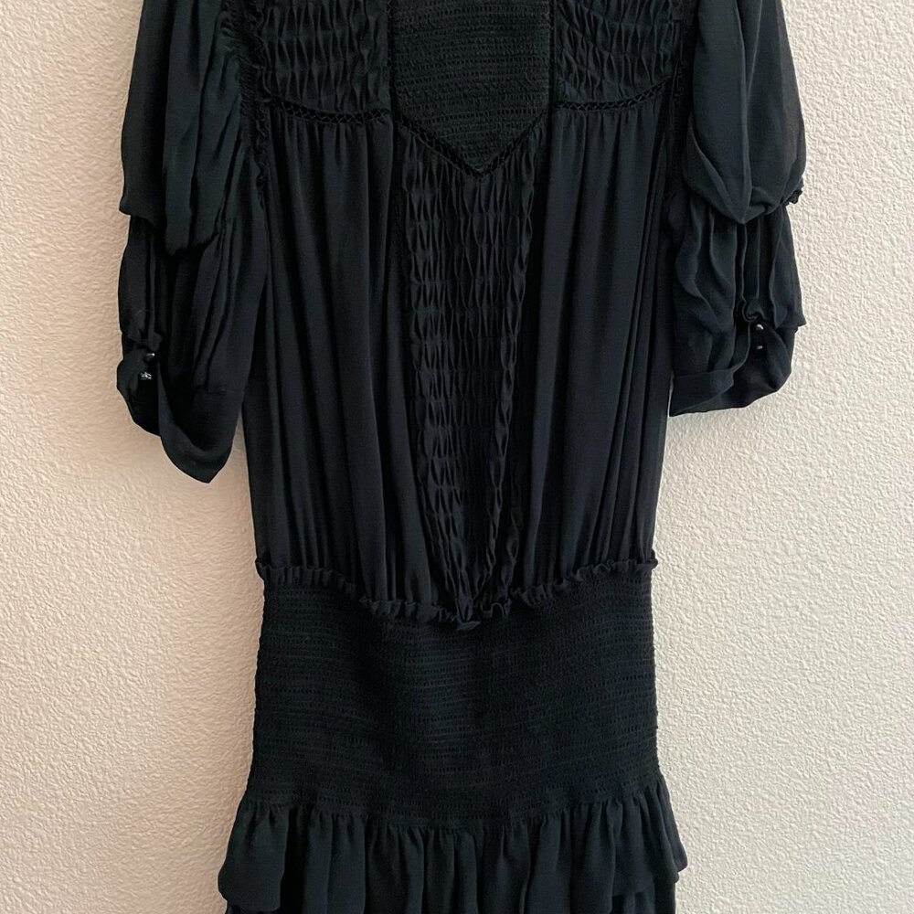 ISABEL MARANT No.1501, VERY RARE BLACK 100% SILK MINI-DRESS SIZE 38